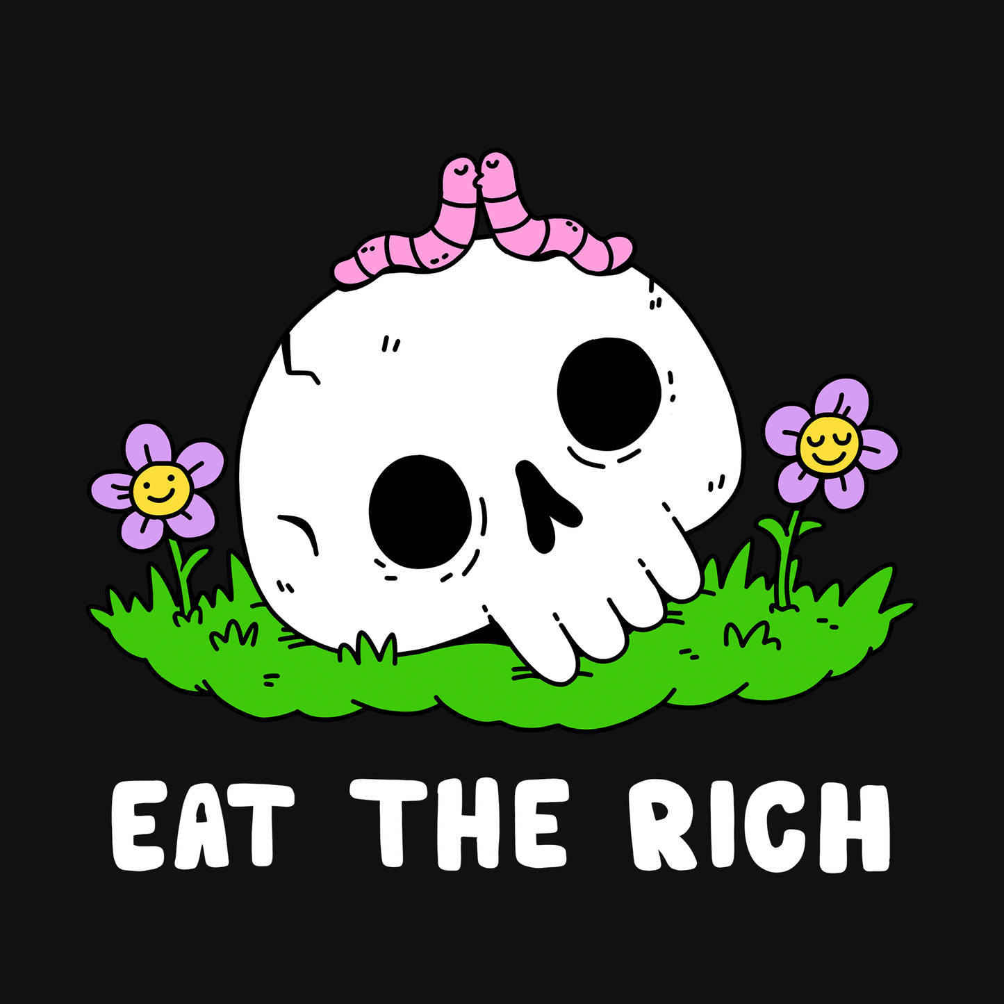 EAT THE RICH Skull and Worms T-Shirt - Black