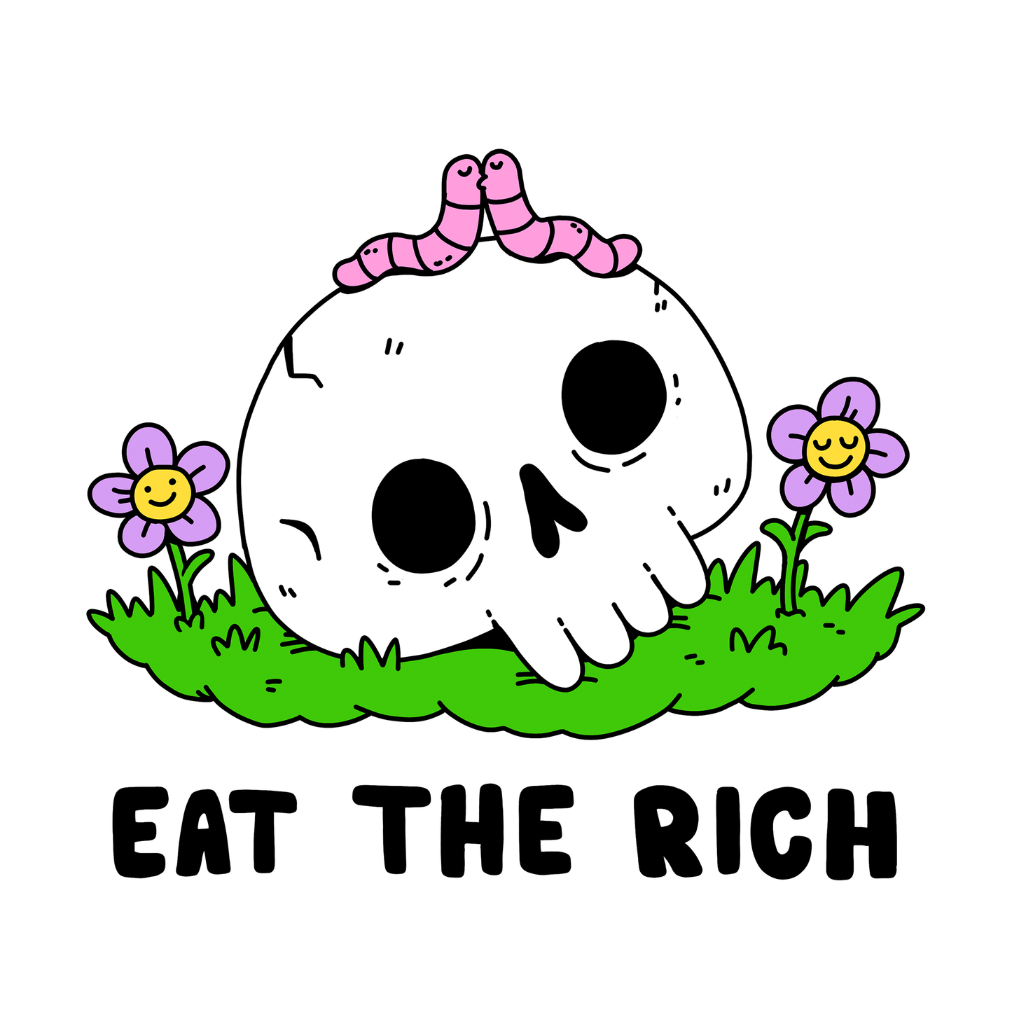 EAT THE RICH Skull and Worms T-Shirt - White