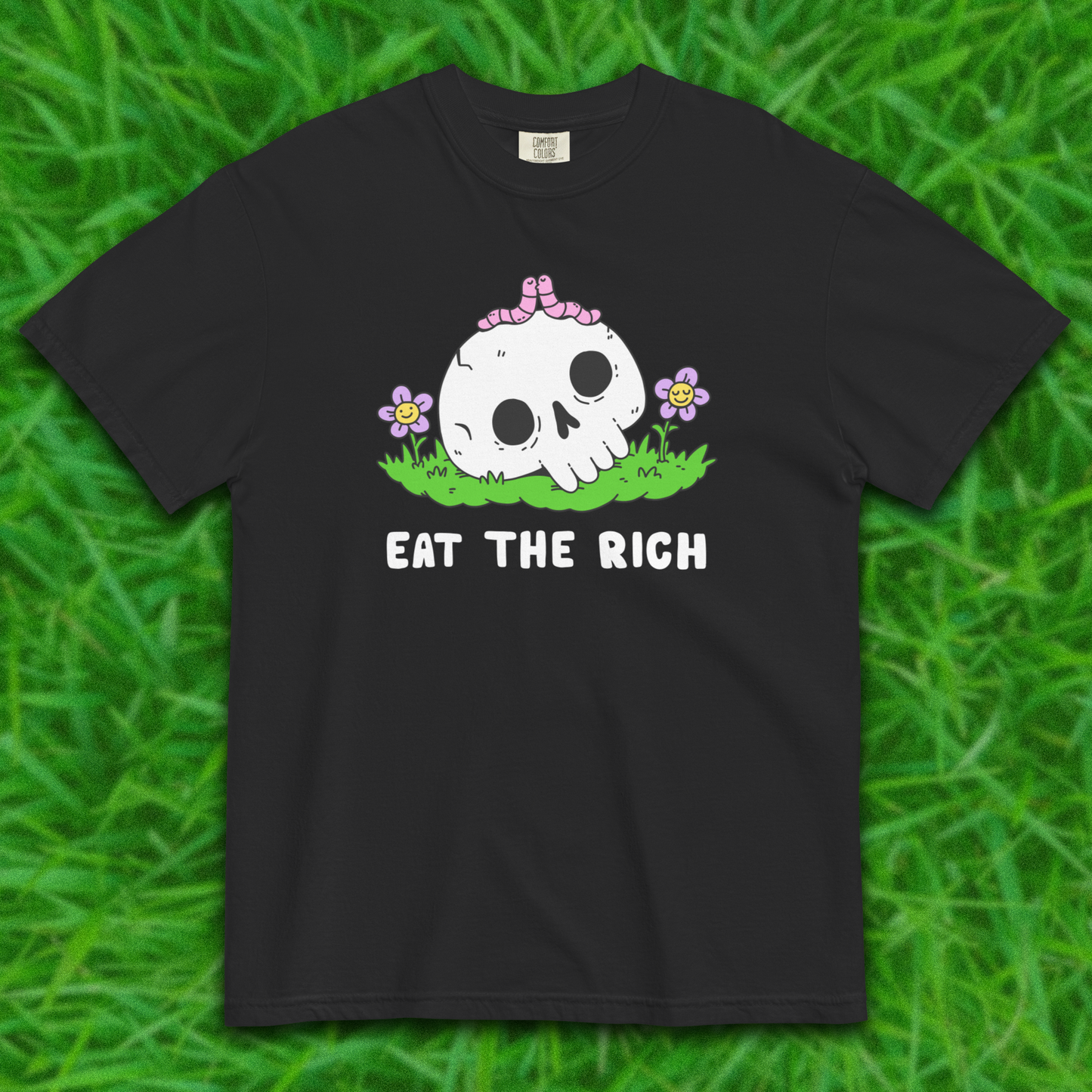 EAT THE RICH Skull and Worms T-Shirt - Black