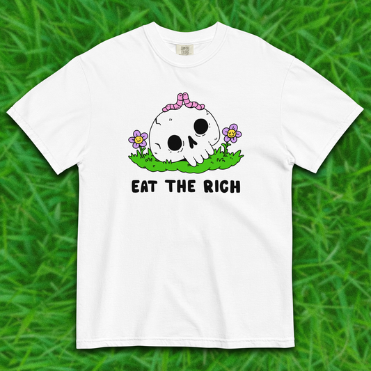 EAT THE RICH Skull and Worms T-Shirt - White